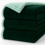 Bsb Home Ultra-Soft Flannel Sherpa Blanket For Double Bed | 500 Gsm | Premium Warm & Cozy Winter Blanket | Reversible Dual-Layer Flannel And Sherpa – Bottle Green & Mint Weight – 3.2 Kg