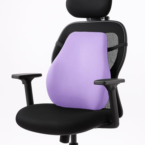 Sleepsia Back Support For Office Chair 1 Year Warranty Lumbar Support For Office Chair, Car Seat Back Support, Memory Foam Pillow (Memory Foam, Lavender)