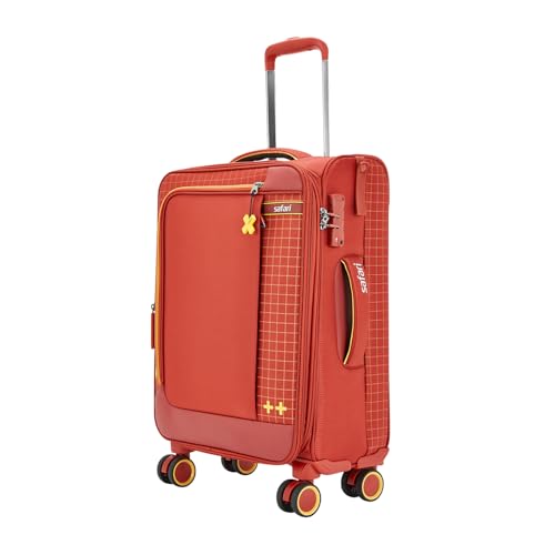 Safari Vantage 8 Wheels 71Cm Medium Size Trolley Bag, Soft Luggage, 360 Degree Wheeling Medium Carry-On Luggage, Suitcase For Travel, Trolley Bags For Travel, Red