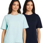 Amazon Brand – Symbol Women’S Oversized Fit T-Shirt (Sym-Aw23-Wte-801_Navy-Mint M)