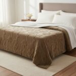 Bsb Home Faux Fur Jacquard Tufted Sherpa Blanket | 600 Gsm Ultra-Soft & Extra Warm Double Bed Luxurious Blanket | 225 X 220 Cm | 5D Embossed Floral Design | Heavy Winter Use – Wight 3.2 Kg, Brown