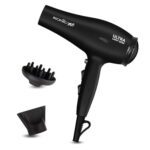 Ikonic Ultralight Professional Hair Dryer 2000 Watts With Nozzle, Diffuser, Hot And Cold Air Feauture, 2 Speed 3 Heat Settings With Cool Shot, Hanging Loop, For Both Men And Women, Suitable For All Hair Types, 1 Yr Warranty Black