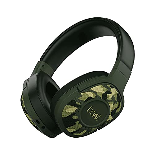 Boat Rockerz 558 Bluetooth Wireless Over Ear Headphones With Mic Upto 20 Hours Playback, 50Mm Drivers, Soft Padded Ear Cushions And Physical Noise Isolation(Army Green)