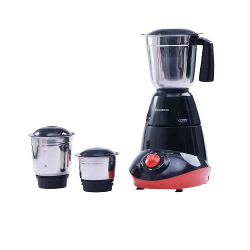 Wonderchef Capri Mixer Grinder 750W, 3 Stainless Steel Jars, Black & Red, 5 Years Warranty