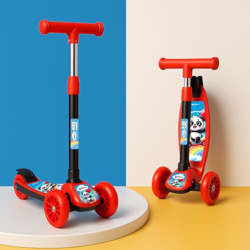 Koxtons Kick Scooter For 2+ Year Kids With Adjustable Height – Foldable – Skate For Kids With Pvc Wheel – Max User Weight-50 Kg, Red & Black, 6 Months Manufacturer’S Warranty