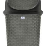 Heart Home Multiuses Plastic Dustbin For Home, Kitchen, Office, Bathroom With Swing Lid 7 Litre (Grey)-47Hh0702