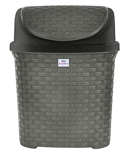 Heart Home Multiuses Plastic Dustbin For Home, Kitchen, Office, Bathroom With Swing Lid 7 Litre (Grey)-47Hh0702
