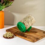 Candy Kart Sprout Maker Multi Use Sprouts Maker Jars – 720 Ml Mason Jar With Mesh For All Seeds & Beans, Sprouts Making Box With Built In Drainage Stand (Set Of 1(Green))