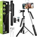 Sconzi R16S 360° Rotation Long Selfie Stick With Light Tripod, Monopod Kit, Tripod Kit(Black, Supports Up To 1400 G)