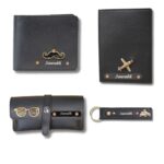 Customized 4-In-1 Wallet Combo | Wallet Set | Men’S Combo Gift Set | Premium Combo Gift Set For Him (Black)