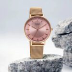 Sonata Poze Pink Dial Rose Gold Strap Analog Watch  – For Women