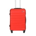 Teakwood Medium Cabin Size 8 Wheels Trolley Bag, Hard Cabin With Zipper Closure, Adjustable Push Button & Cross Side Strap, Tsa Lock System 360 Degree (Medium, Red)