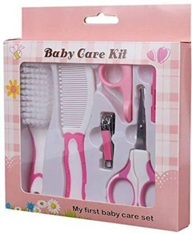 Squnib Baby Nail Grooming Kit One Box With 6 Items Nail Clipper With Safty Cover/Hair Brush/Comb/Scissors With Safety Cover
