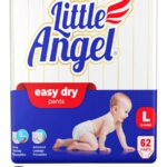 Little Angel Easy Dry Diaper Pants With 12 Hrs Absorption Large Size, 9-14 Kgs – L(62 Pieces)