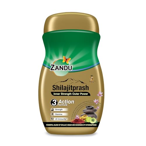 Zandu Shilajitprash | Dual Goodness Of Chyawanprash & Shilajit/Shilajeet | Strength, Stamina & 2X Immunity* | 450G I 24K Gold Bhasma & 47 Potent Herbs I No Added Sugar I 100% Ayurdevic