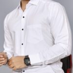 Nivick Men Solid Formal White Shirt