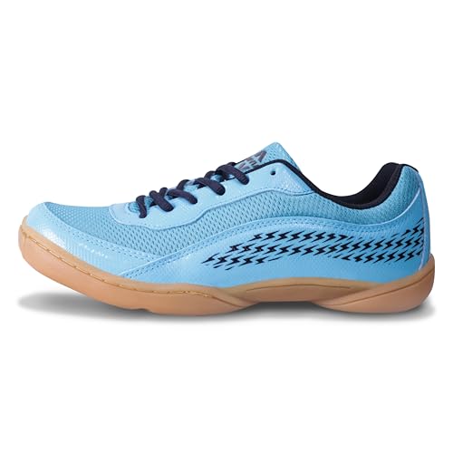 Nivia Flash 2.0 Badminton Shoes For Men, Pvc Synthetic Leather & Mesh Upper, Duo‑Foam Midsole, Non‑Marking Herringbone Round Sole (Blue), Uk08