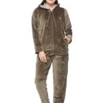 Cupid Regular Fit Plus Size Velvet Track Suit For Woman/Winter Wear Velvet Night Suit Set With Pockets/Ladies Track Suit_ Olive_4Xl