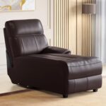 Home Centre Stockholm Half Leather 1-Seater Push Back Lounge Recliner – Brown