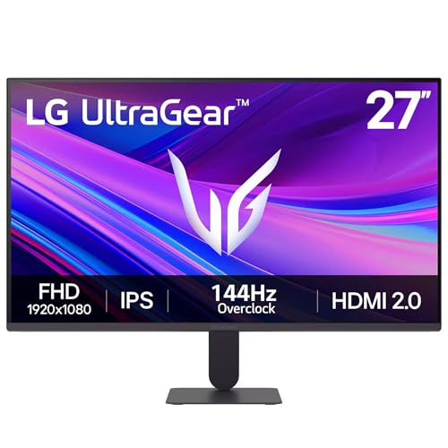 Lg 27G411A-B 27-Inch Ultragear Full Hd (1920 X 1080) Ips Gaming Monitor, 144Hz (O/C), 1Ms Mbr, Nvidia G-Sync Compatible, Amd Freesync, Hdr10, Hdmi, Displayport, Slim Stand, Black
