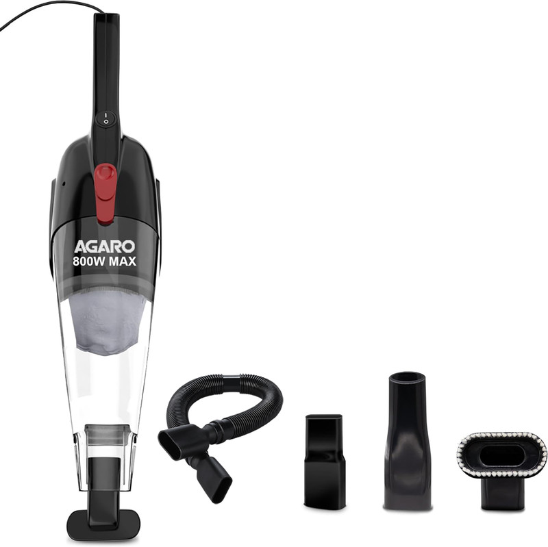 Agaro Regal Hand-Held Vacuum Cleaner Dry Vacuuming, 6.5 Kpa Suction Power, Lightweight(Black)