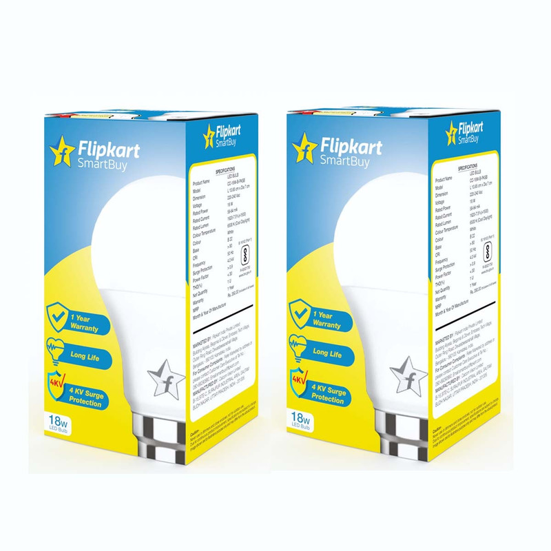 Flipkart Smartbuy 18 W Basic Round B22 Led Bulb(White, Pack Of 2)