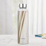 Borosil Artisan 550Ml Narrow Mouth Glass Bottle With Metal Lid | 100% Borosilicate, Fridge Safe, Leakproof, Easy To Carry | Store Water, Lassi, Juice, Smoothies | Dishwasher Safe (Prism)