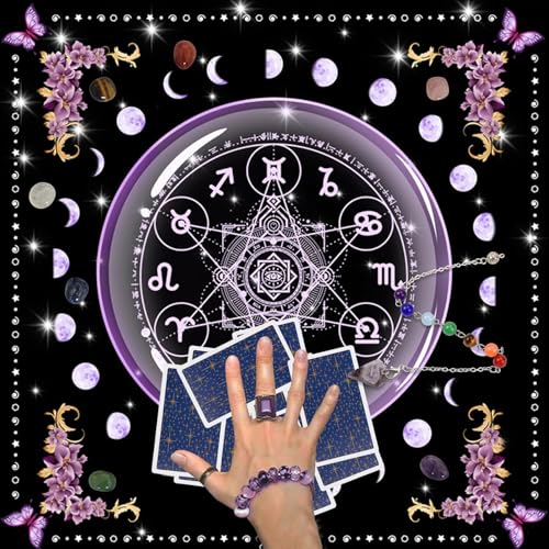 Tarot Mat, Tarot Cloth For Spread, 50×50Cm Premium Tarot Cloth & Altar Cloth – Sacred Divination Accessories For Tarot Readings And Spiritual Practices(Purple)