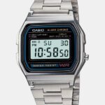 Casio A-158Wa-1Df Vintage A158Wa-1Df Black Dial Silver Stainless Steel Band Digital Watch  – For Men & Women