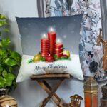 Stitchnest Merry Christmas Printed Poly Cotton Cushion Cover Pack Of 1 (12X12 Inches)