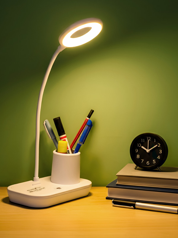 Weird Wolf 3 Colour Mode Type- C Rechargeable Table Lamp For Study, Flexible Gooseneck Led Table Lamp(44.5 Cm, White)
