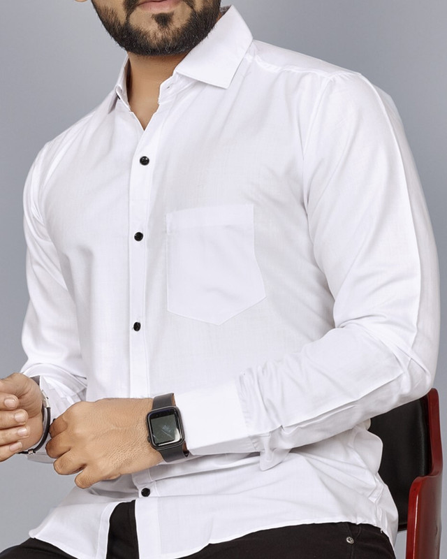Nivick Men Solid Formal White Shirt