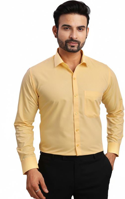 Colours ‘N’ Collars Men Solid Formal Yellow Shirt