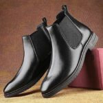 Layasa Men Casual Comfortable Chelsea Slip-On Outdoor Synthetic Leather Boots For Men(Black , 7)