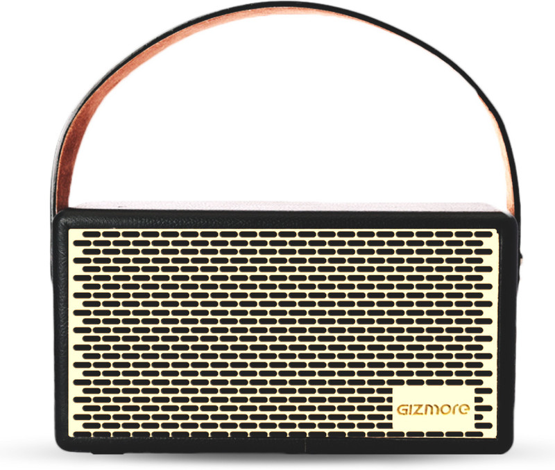 Gizmore Giz Ms516 Portable Speaker| Wooden Cabinet With Leather Strap, 5H Playback 16 W Bluetooth Speaker(Black, Stereo Channel)