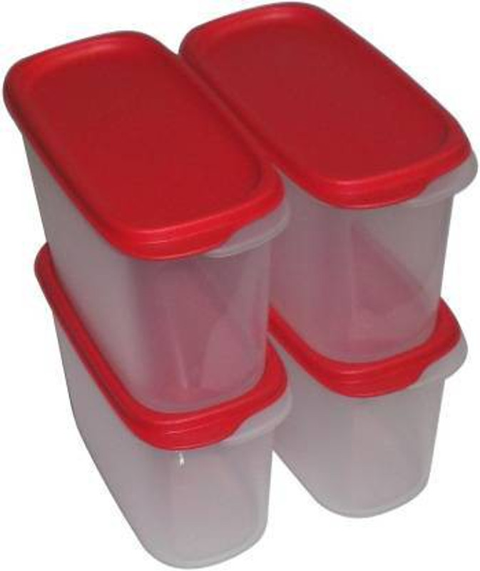 Tupperware Polypropylene Grocery Container – 1700 Ml(Pack Of 4, Red, White)