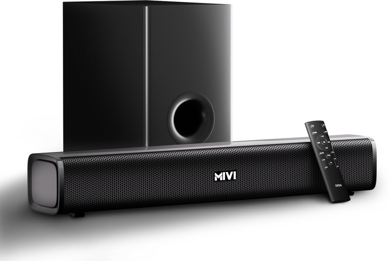 Mivi Fort Sonic 150 Soundbar, 2.1 Channel, Multi-Input & Eq Modes, Bt V5.3 150 W Bluetooth Soundbar(Black, Silver, 2.1 Channel)