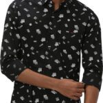 Mufti Men Printed Casual Black, White Shirt