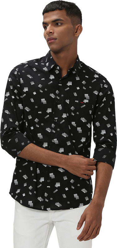Mufti Men Printed Casual Black, White Shirt