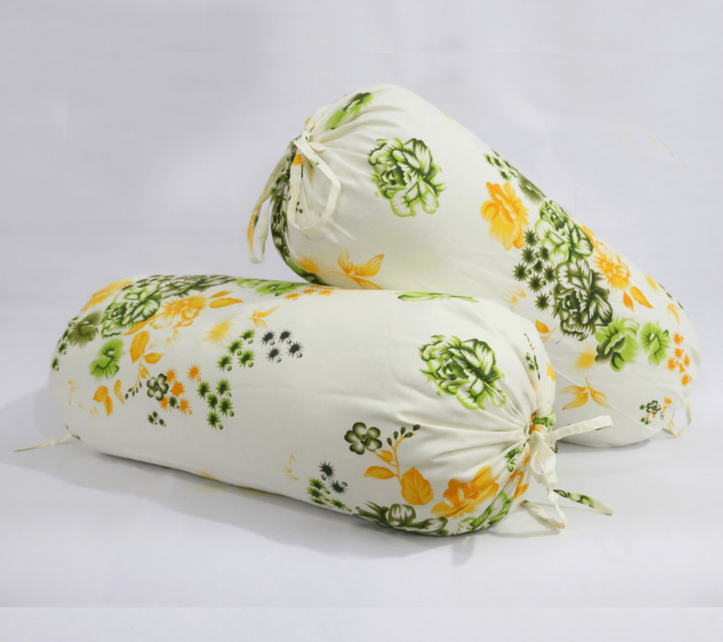 Swayam Cotton Bolsters Cover(38 Cm*76.2 Cm, Pack Of 2, White, Yellow)