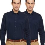 Amazon Brand – Symbol Men’S Formal Regular Fit Shirt (Pack Of 2) Navy 40