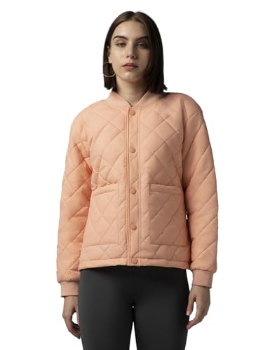 Fyltr Women’S Winter Puffer Standard Length Jacket With Patch Pockets – Stylish Boxy Fit | Full Sleeves | Extended Placket | Snap Button | Casual Winterwear For Women, Orange