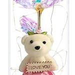 Enchanted Rose With Teddy Bear & Led Light In Borosilicate Glass Dome – Romantic Gift For Girlfriend, Mother’S Day & Birthdays | Beauty And The Beast Inspired Mood Light & Home Decor