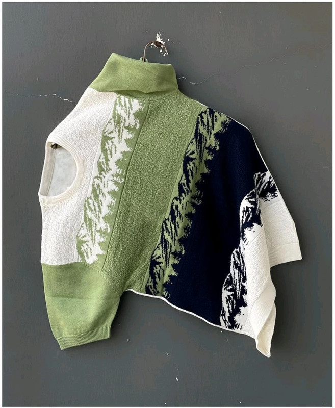 Sdk Self Design Men Round Neck Navy Blue, Green, White T-Shirt