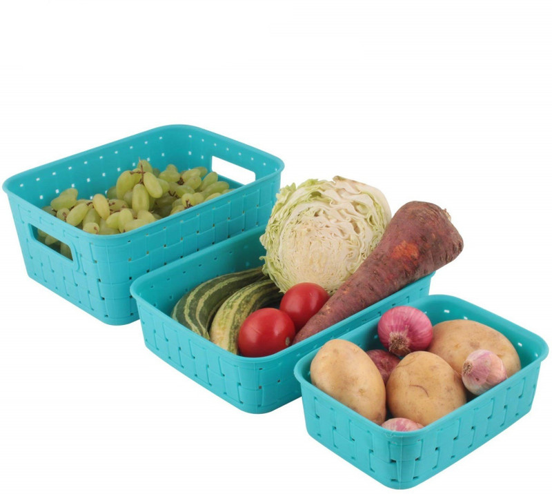 Macarize Plastic Smart Utility Ruff & Tuff Storage Basket Storage Basket(Pack Of 3)