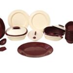 Signoraware Square Plastic Dinner Set, 36-Pieces, Maroon