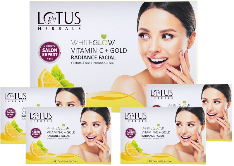 Lotus Herbals Whiteglow Vitamin C + Gold Radiance Facial Kit(4 In 1) (57 G × 4)(228 G)