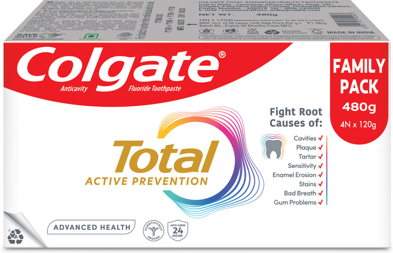 Colgate Total Advance Health. Toothpaste(480 G, Pack Of 4)