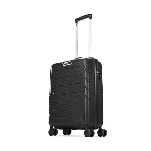 Aristocrat Cabin Polycarbonate (Pc) Chroma 55 Cm(Small) 8 Wheels Double Spinner Trolley Bags For Travel Hard Case Luggage, Lightweight Bag, Suitcase With Combination Lock & 7 Years Warranty (Black)
