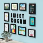 Amazon Basics Synthetic Rectangle/Square Photo Frames | Quotes Wall Hanging Frames For Bedroom, Home, Office | Sweet Dream, Black,18.2X23.2X1.3 Cm
